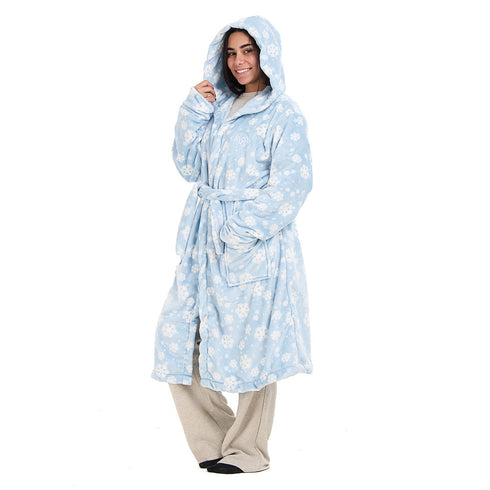 Snuggs Blanket Robe Light Blue Snowflakes